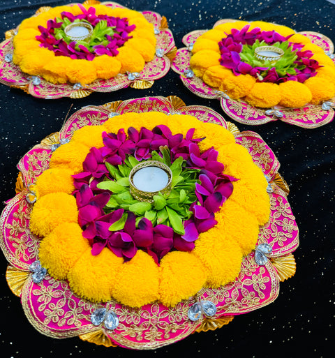 Beautiful decorated plate with candle stand attached