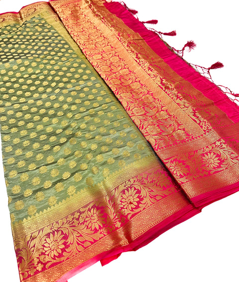 Art Silk Based beautiful design Saree with contrast Pallu & Blouse