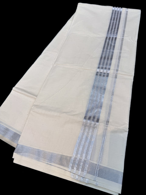Woven Cotton Kerala Mundu / Dhoti in Off White ( 4 mtrs )