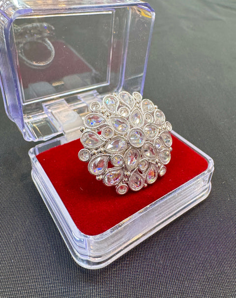 Original silver polki stone beautiful ring (adjustable)