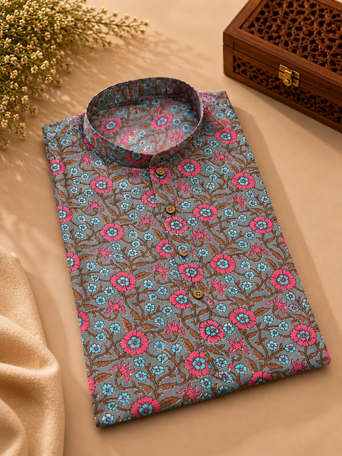 Pure cotton based Men’s Printed kurti (sizes mentioned in inches ,not according to the label on Kurti)size 44 kurti- Length 40 inches and size 46-length 42 inches ) Kurti only. Pants not included.