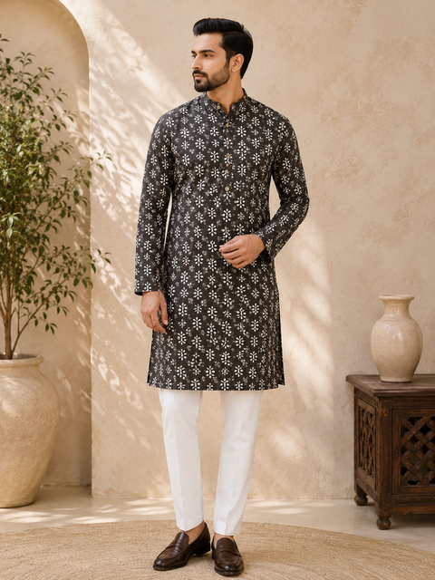 Pure cotton based Men’s Printed kurti (sizes mentioned in inches ,not according to the label on Kurti)size 44 kurti- Length 40 inches and size 46-length 42 inches ) Kurti only. Pants not included.