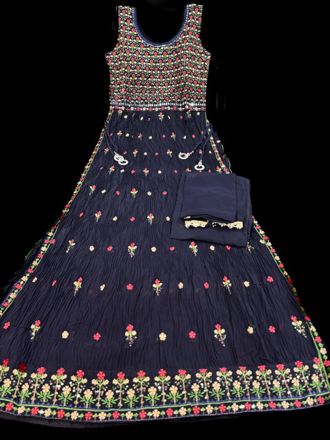 Georgette based embroidery with sequined work Nayra cut plazo suit