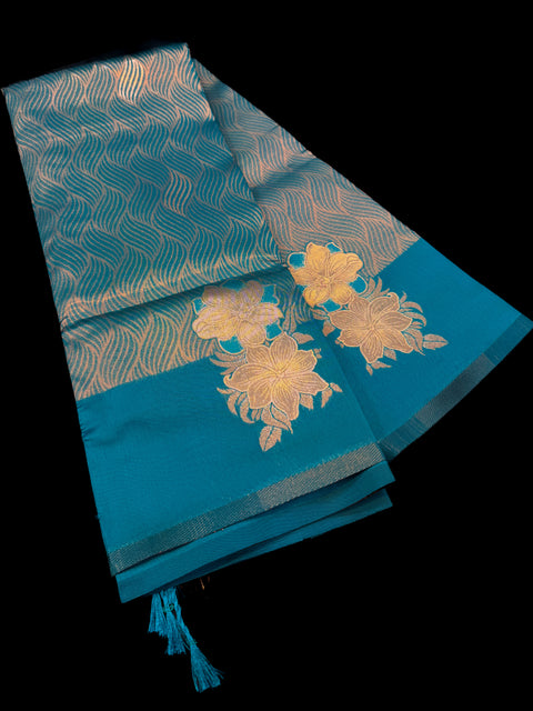 Soft Silk Saree with contrast beautiful pallu and blouse