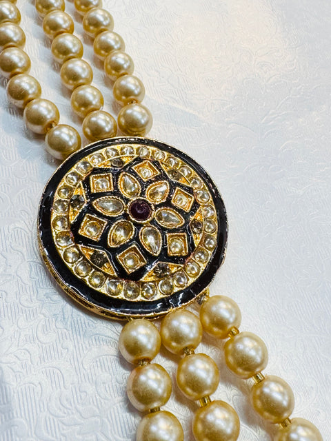 Kundan stones and Pearls beautiful mala for groom sherwani