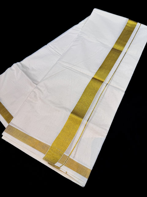 Woven Cotton Kerala Mundu / Dhoti in Off White ( 4 mtrs )