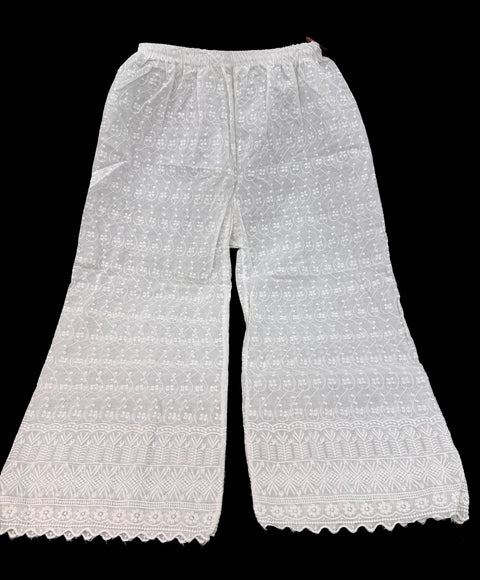Cotton based Chikankari work Plazo (length 38inches,stretchable waist size up to 46 inches max)