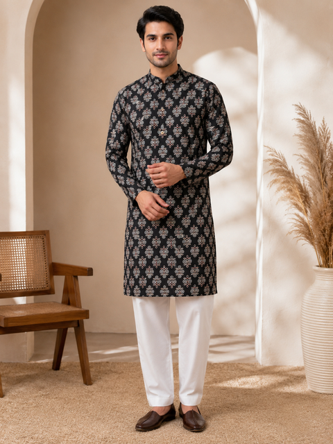 Pure cotton based Men’s Printed kurti (sizes mentioned in inches ,not according to the label on Kurti)size 44 kurti- Length 40 inches and size 46-length 42 inches ) Kurti only. Pants not included.