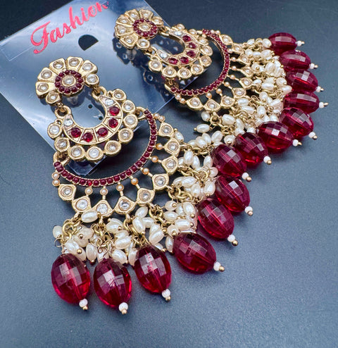 Beautiful Kundan & Pearls work bigger earrings (very lite weight)