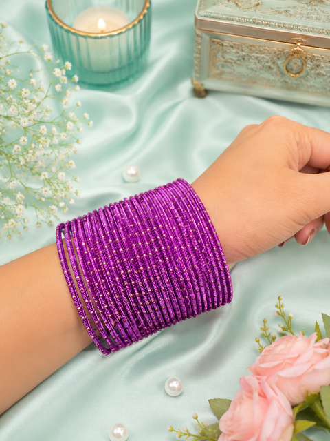Golden Shimmer dotted metal bangles 2 dozen in 1 Set (slight variation in color & design may occur)