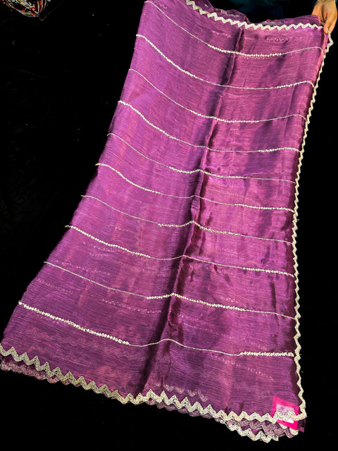 Jimmy Choo base fabric With Beautiful handwork all over on Saree and border