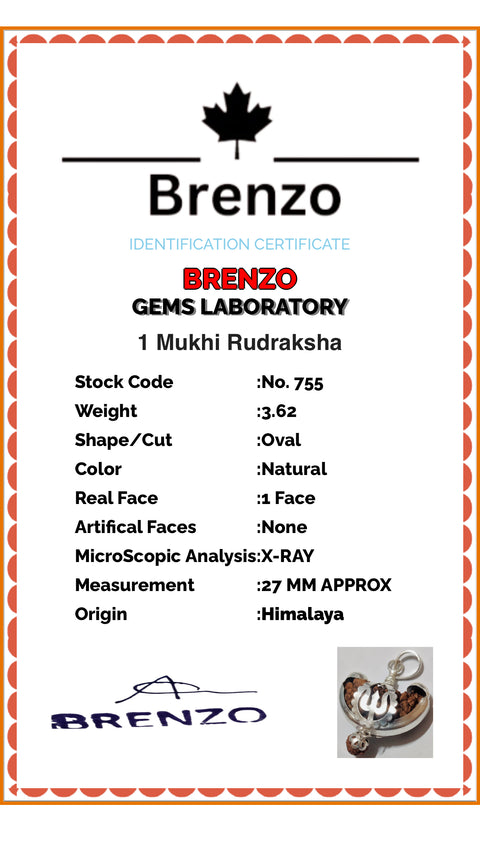 1 Mukhi Original and certified Rudraksh , Description and certificate attach( barcode can be scanned to check the certificate)