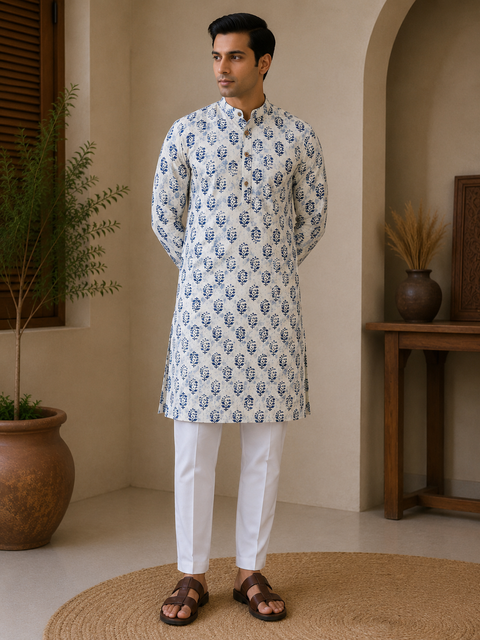 Pure cotton based Men’s Printed kurti (sizes mentioned in inches ,not according to the label on Kurti)size 44 kurti- Length 40 inches and size 46-length 42 inches ) Kurti only. Pants not included.