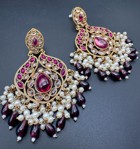 Original Polki with beautiful pearls heavy look Earrings with lite weight