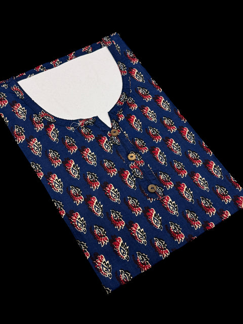 Pure Cotton based Printed short Kurti for girls /Ladies (Size 38 - length 28 inches, Size 42 ,46, 48 length -31 inches)sleeves 17 inch