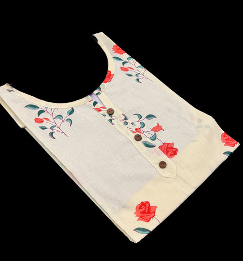 Pure Cotton based Printed short Kurti for girls /Ladies (Size 38 - length 28 inches, Size 42 ,46, 48 length -31 inches)sleeves 17 inch