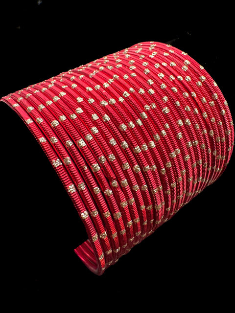 Golden Shimmer dotted metal bangles 2 dozen in 1 Set