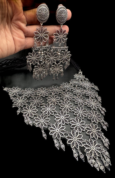 Beautiful work oxidised Necklace with earrings