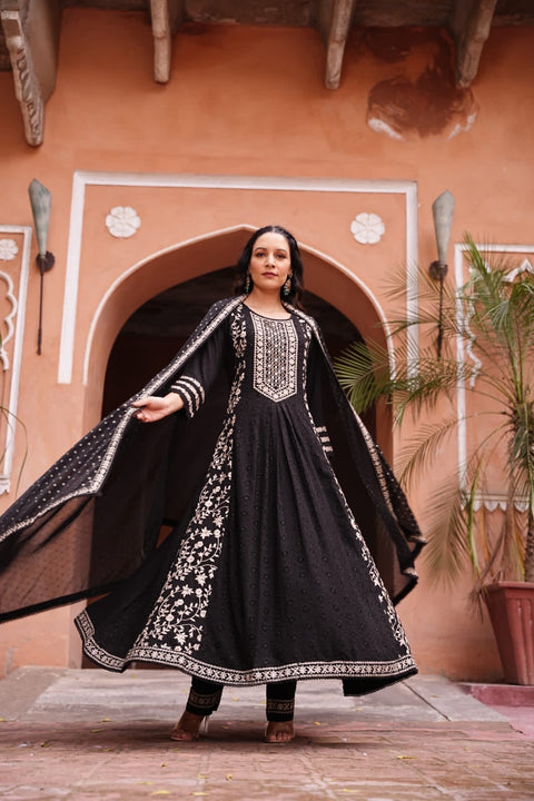 Pure & Soft Rayon Based Designer Embroidered & Mirror Work chikankari Kurti With Plazo Pants & Dupatta(Video Clip attached)