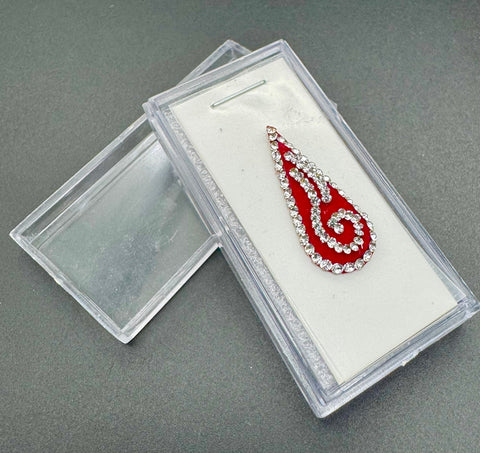 Silver stone Maroon color bridal bindi (long length)