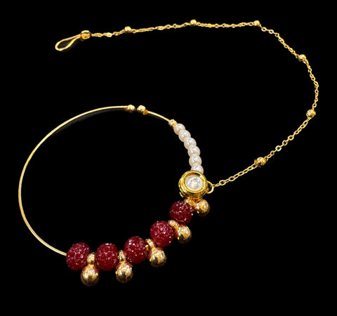 Large size Original Kundan stone Beautiful Bride Nath (non piercing)