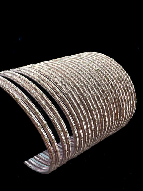 Golden Shimmer dotted metal bangles 2 dozen in 1 Set