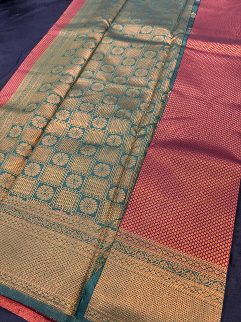 Soft Silk Saree with contrast beautiful pallu and blouse