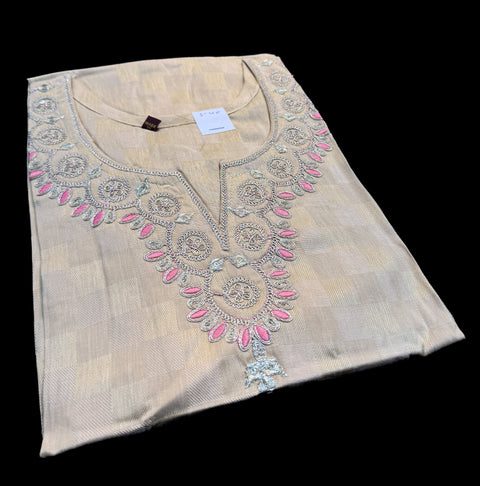 Pure Rayon base embroidered work  kurti