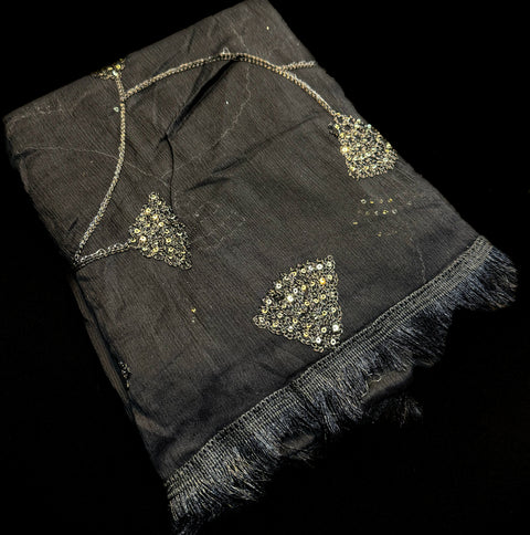 Pure chiffon based embroidery design with sequins work dupatta