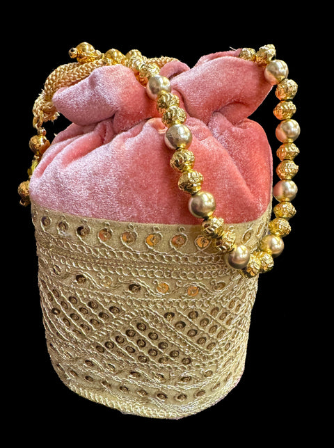 Velvet based Embroidery with stones  work hand bag /potli bag