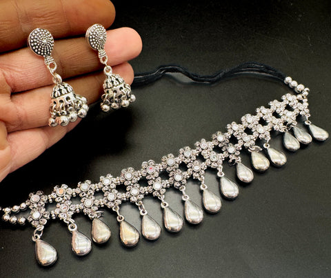 Beautiful work oxidised necklace with earrings