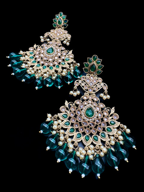 Original Polki with beautiful pearls heavy look Earrings with lite weight