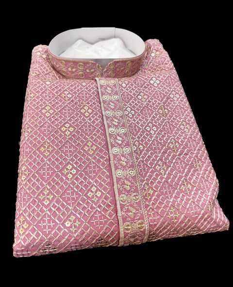 Pure Rayon Based Beautiful Embroidery Work At Front And Back With Sequins Work Designer Kurta & cream Pajama