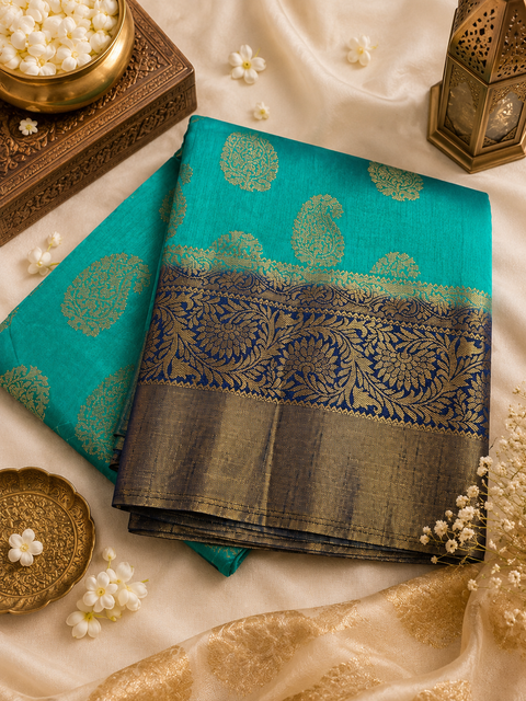 Art silk beautiful design Saree with contrast Pallu and Blouse , blouse piece is attached to Saree(slight variation in color and design is possible)