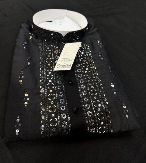 Soft Malmal Based Beautiful Embroidery Work With Sequins Work Designer Kurta With white Pajama