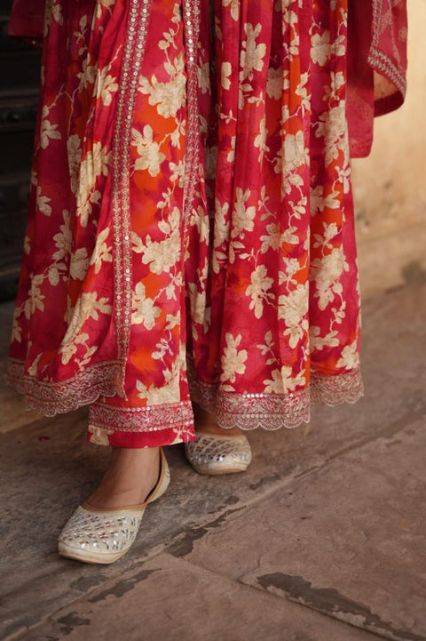 Pure & Soft Rayon Based Designer and Embroidered Flared Kurti With Plazo Pants & Dupatta(video clip attached)