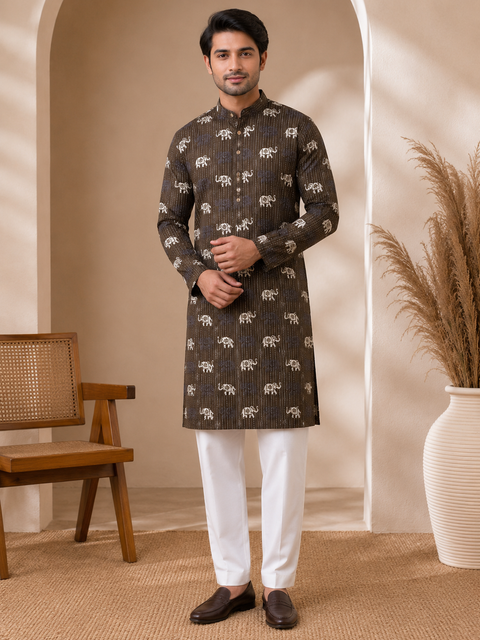 Pure cotton based Men’s Printed kurti (sizes mentioned in inches ,not according to the label on Kurti)size 44 kurti- Length 40 inches and size 46-length 42 inches ) Kurti only. Pants not included.