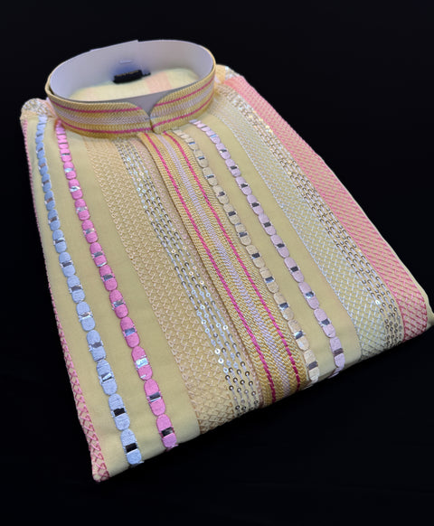Pure georgette based beautiful embroidery work at front and back with sequins work designer Kurta & white Pajama