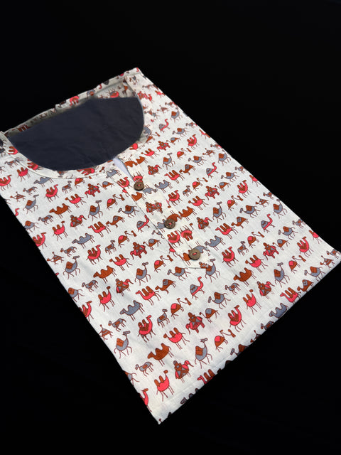 Pure Cotton based Printed short Kurti for girls /Ladies (Size 38 - length 28 inches, Size 42 ,46, 48 length -31 inches)sleeves 17 inch