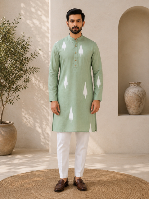 Pure cotton based Men’s Printed kurti (sizes mentioned in inches ,not according to the label on Kurti)size 44 kurti- Length 40 inches and size 46-length 42 inches ) Kurti only. Pants not included.