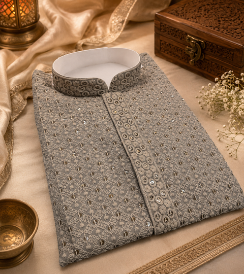 Pure and Soft Rayon based Heavy embroidery with sequined work designer Kurta with white Pajama (slight variation in color & design is possible )