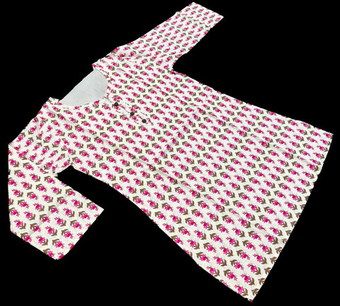 Pure Cotton based Printed short Kurti for girls /Ladies (Size 38 - length 28 inches, Size 42 ,46, 48 length -31 inches)
