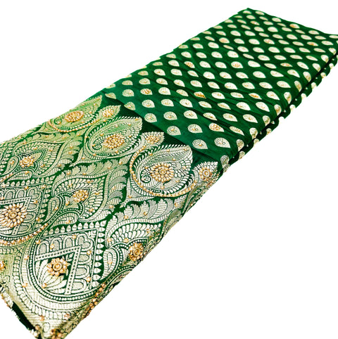Beautifully designed Banarasi Silk Saree with heavy Handwork with stones & Zari