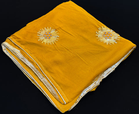 Pure chiffon based embroidery design with sequins work dupatta