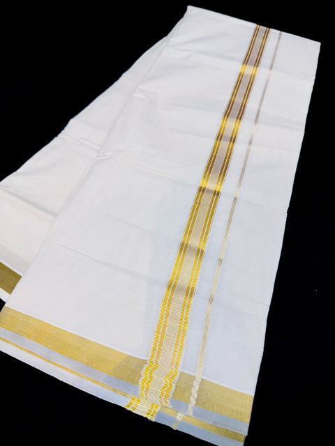 Woven Cotton Kerala Mundu / Dhoti in Off White ( 4 mtrs )
