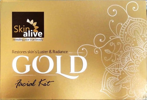 Skin Alive Gold Facial Kit for Women & Men – Smooth & Silky Skin, Instant Glow, Deep Cleansing, Brightening & Polishing, All Skin Types, Salon-Like Facial at Home