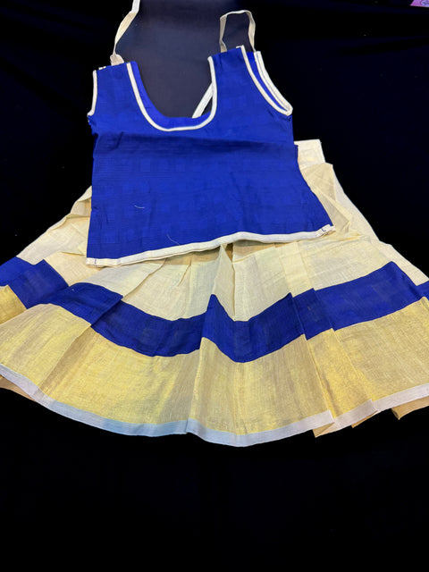 Gold Tissue based kids (Girls)Onam Special blouse and Skirt set