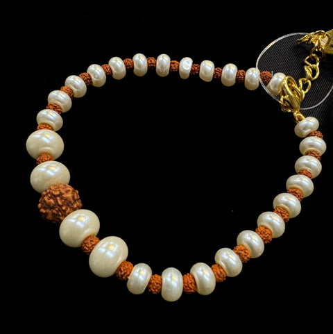 Rudraksh with pearl Rakhi /Bracelet