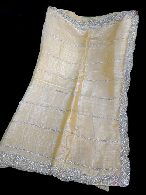 Jimmy Choo base fabric With Beautiful handwork all over on Saree and border