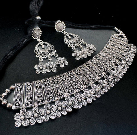Beautiful work oxidised Necklace with earrings